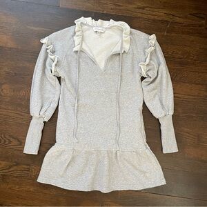 Something Navy Gray Ruffle Sweatshirt Dress Women’s XXS